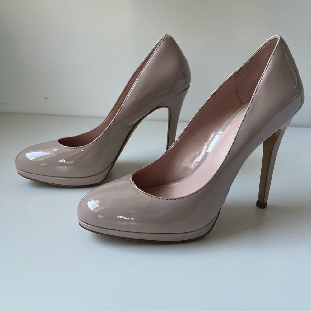 ALDO Nude Beige Leather Slip-On Heels Size 6